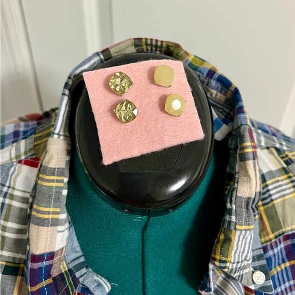 Blue/White Stripe Bikini w/Madras Plaid Cover Up & 2 sets Coordinated Earrings - Picture 4 of 11